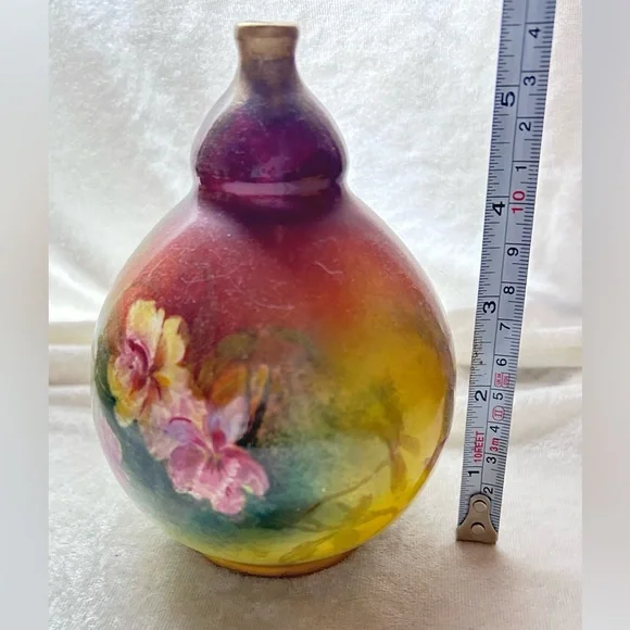 Antique Royal Bonn Hand Painted 5.5”Multi Color Flowers VaseGermany RARE!